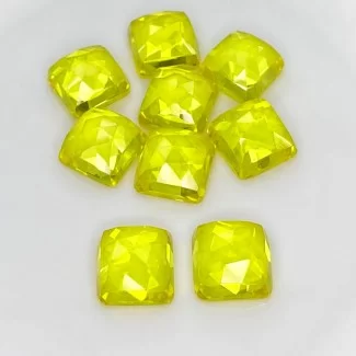 Lab Yellow Sapphire Rose Cut Square Cushion Shape AAA Grade Cabochon Parcel - 12mm - 9 Pc. - 114.10 Cts.