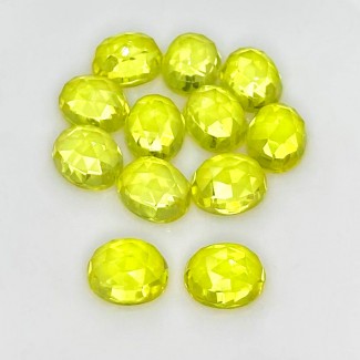  57.05 Cts. Lab Yellow Sapphire 10X8mm Rose Cut Oval Shape AAA Grade Cabochons Parcel - Total 12 Pcs.
