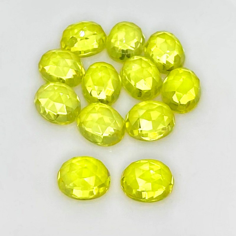 Lab Yellow Sapphire Rose Cut Oval Shape AAA Grade Cabochon Parcel - 10X8mm - 12 Pc. - 57.05 Cts.