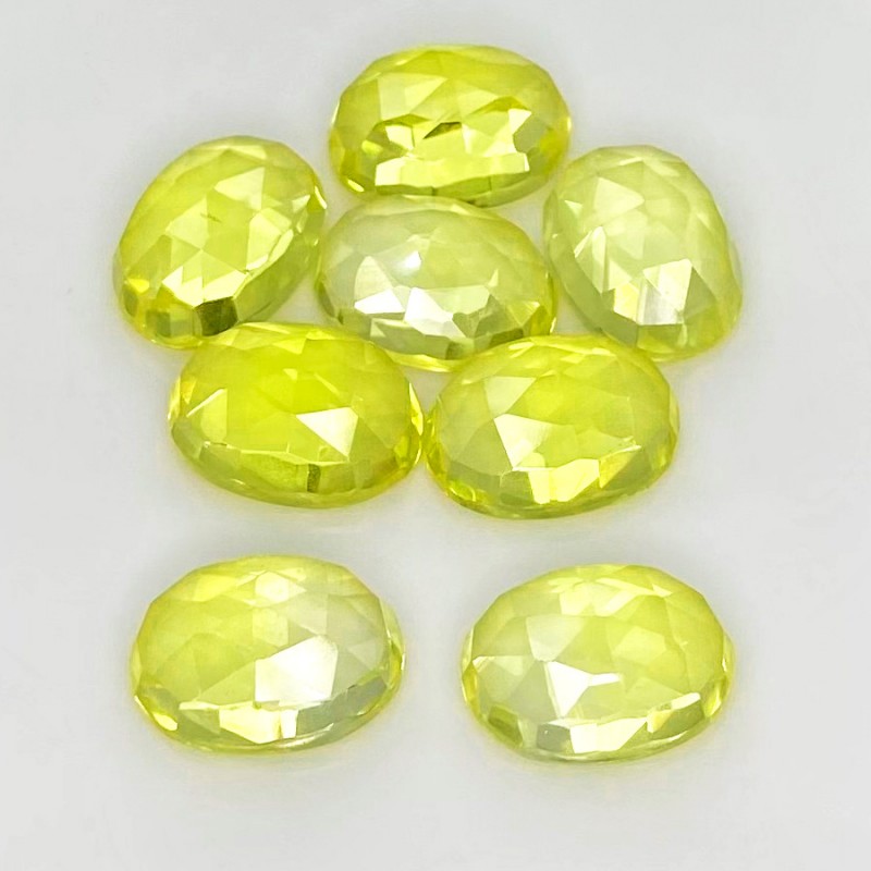Lab Yellow Sapphire Rose Cut Oval Shape AAA Grade Cabochon Parcel - 14x10mm - 8 Pc. - 78.30 Cts.