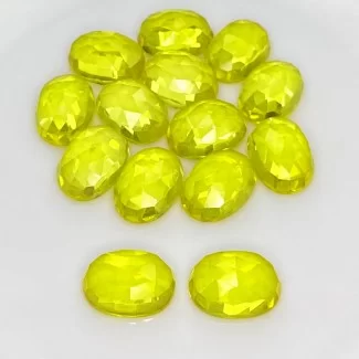  137.65 Cts. Lab Yellow Sapphire 14x10mm Rose Cut Oval Shape AAA Grade Cabochons Parcel - Total 14 Pcs.