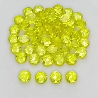 Lab Yellow Sapphire Rose Cut Round Shape AAA Grade Cabochon Parcel - 6mm - 50 Pc. - 78.65 Cts.