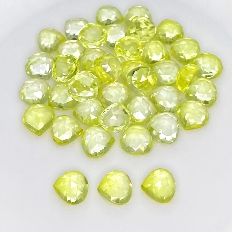  116.65 Cts. Lab Yellow Sapphire 8mm Rose Cut Heart Shape AAA Grade Cabochons Parcel - Total 40 Pcs.