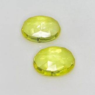  45.8 Carat Lab Yellow Sapphire 20x15mm Rose Cut Oval Shape AAA Grade Cabochons Parcel - Total 2 Pcs.