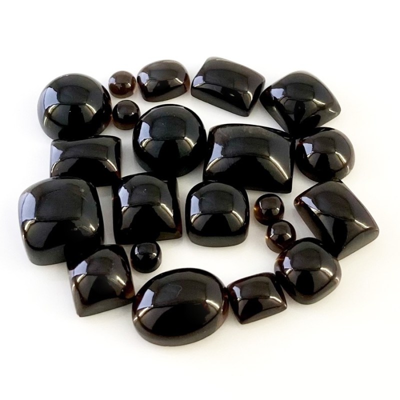 185.2 Carat Smoky Quartz 1.10-22carat Smooth Mix Shape AAA Grade Cabochons Parcel - Total 21 Pcs.