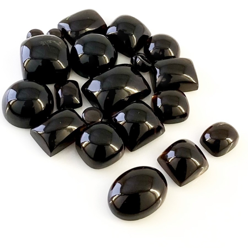 185.2 Carat Smoky Quartz 1.10-22carat Smooth Mix Shape AAA Grade Cabochons Parcel - Total 21 Pcs.