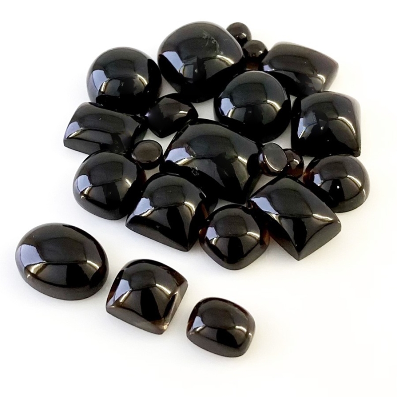 185.2 Carat Smoky Quartz 1.10-22carat Smooth Mix Shape AAA Grade Cabochons Parcel - Total 21 Pcs.