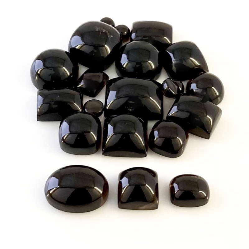 185.2 Carat Smoky Quartz 1.10-22carat Smooth Mix Shape AAA Grade Cabochons Parcel - Total 21 Pcs.