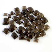 122.60 Carat Smoky Quartz 7x5-12x10mm Smooth Cushion Shape AAA Grade Cabochons Parcel - Total 40 Pcs.