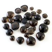 160.80 Carat Smoky Quartz 7-15mm Smooth Heart Shape AAA Grade Cabochons Parcel - Total 28 Pcs.