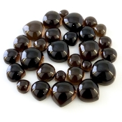 160.80 Carat Smoky Quartz 7-15mm Smooth Heart Shape AAA Grade Cabochons Parcel - Total 28 Pcs.