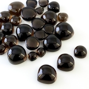 160.80 Carat Smoky Quartz 7-15mm Smooth Heart Shape AAA Grade Cabochons Parcel - Total 28 Pcs.
