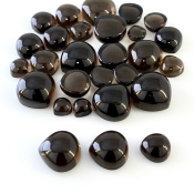 160.80 Carat Smoky Quartz 7-15mm Smooth Heart Shape AAA Grade Cabochons Parcel - Total 28 Pcs.