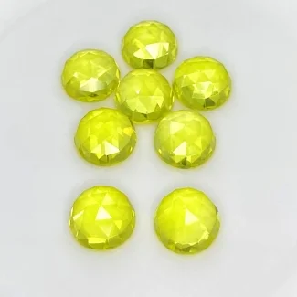  77.75 Cts. Lab Yellow Sapphire 12mm Rose Cut Round Shape AAA Grade Cabochons Parcel - Total 8 Pcs.