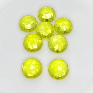  77.75 Cts. Lab Yellow Sapphire 12mm Rose Cut Round Shape AAA Grade Cabochons Parcel - Total 8 Pcs.