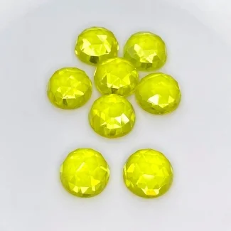 78.85 Cts. Lab Yellow Sapphire 12mm Rose Cut Round Shape AAA Grade Cabochons Parcel - Total 8 Pcs.