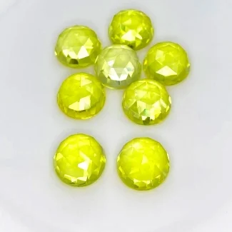  79.50 Cts. Lab Yellow Sapphire 12mm Rose Cut Round Shape AAA Grade Cabochons Parcel - Total 8 Pcs.
