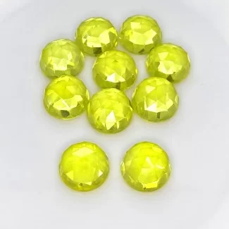 Lab Yellow Sapphire Rose Cut Round Shape AAA Grade Cabochon Parcel - 12mm - 10 Pc. - 100.90 Cts.