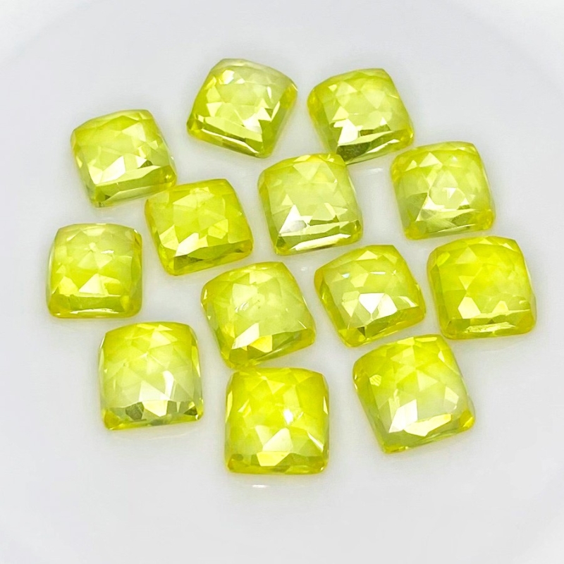  104.45 Cts. Lab Yellow Sapphire 10mm Rose Cut Square Cushion Shape AAA Grade Cabochons Parcel - Total 13 Pcs.