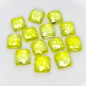  104.45 Cts. Lab Yellow Sapphire 10mm Rose Cut Square Cushion Shape AAA Grade Cabochons Parcel - Total 13 Pcs.