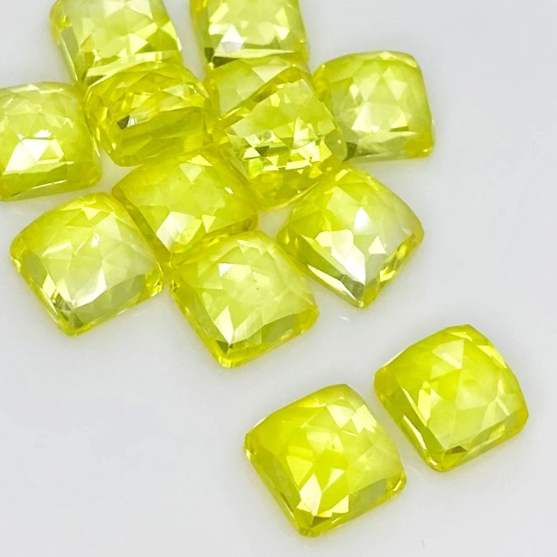  104.45 Cts. Lab Yellow Sapphire 10mm Rose Cut Square Cushion Shape AAA Grade Cabochons Parcel - Total 13 Pcs.