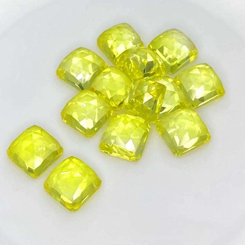  104.45 Cts. Lab Yellow Sapphire 10mm Rose Cut Square Cushion Shape AAA Grade Cabochons Parcel - Total 13 Pcs.