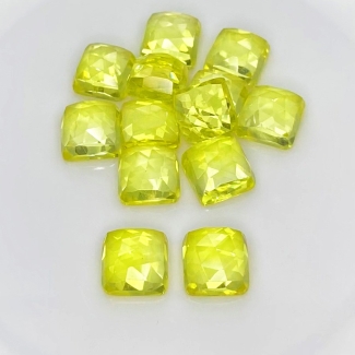  104.45 Cts. Lab Yellow Sapphire 10mm Rose Cut Square Cushion Shape AAA Grade Cabochons Parcel - Total 13 Pcs.
