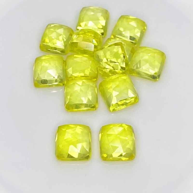  104.45 Cts. Lab Yellow Sapphire 10mm Rose Cut Square Cushion Shape AAA Grade Cabochons Parcel - Total 13 Pcs.
