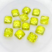  109.25 Cts. Lab Yellow Sapphire 10mm Rose Cut Square Cushion Shape AAA Grade Cabochons Parcel - Total 13 Pcs.