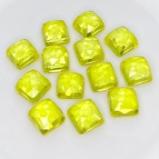  109.25 Cts. Lab Yellow Sapphire 10mm Rose Cut Square Cushion Shape AAA Grade Cabochons Parcel - Total 13 Pcs.