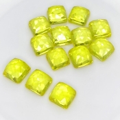  109.25 Cts. Lab Yellow Sapphire 10mm Rose Cut Square Cushion Shape AAA Grade Cabochons Parcel - Total 13 Pcs.