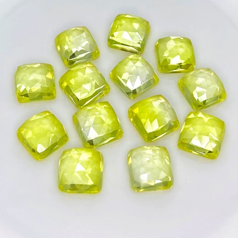  105.85 Cts. Lab Yellow Sapphire 10mm Rose Cut Square Cushion Shape AAA Grade Cabochons Parcel - Total 13 Pcs.