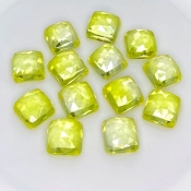  105.85 Cts. Lab Yellow Sapphire 10mm Rose Cut Square Cushion Shape AAA Grade Cabochons Parcel - Total 13 Pcs.