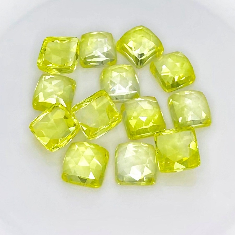  105.85 Cts. Lab Yellow Sapphire 10mm Rose Cut Square Cushion Shape AAA Grade Cabochons Parcel - Total 13 Pcs.