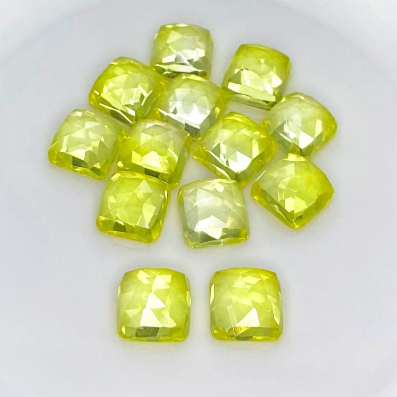  105.85 Cts. Lab Yellow Sapphire 10mm Rose Cut Square Cushion Shape AAA Grade Cabochons Parcel - Total 13 Pcs.