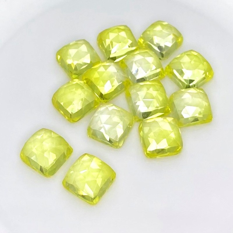  105.85 Cts. Lab Yellow Sapphire 10mm Rose Cut Square Cushion Shape AAA Grade Cabochons Parcel - Total 13 Pcs.