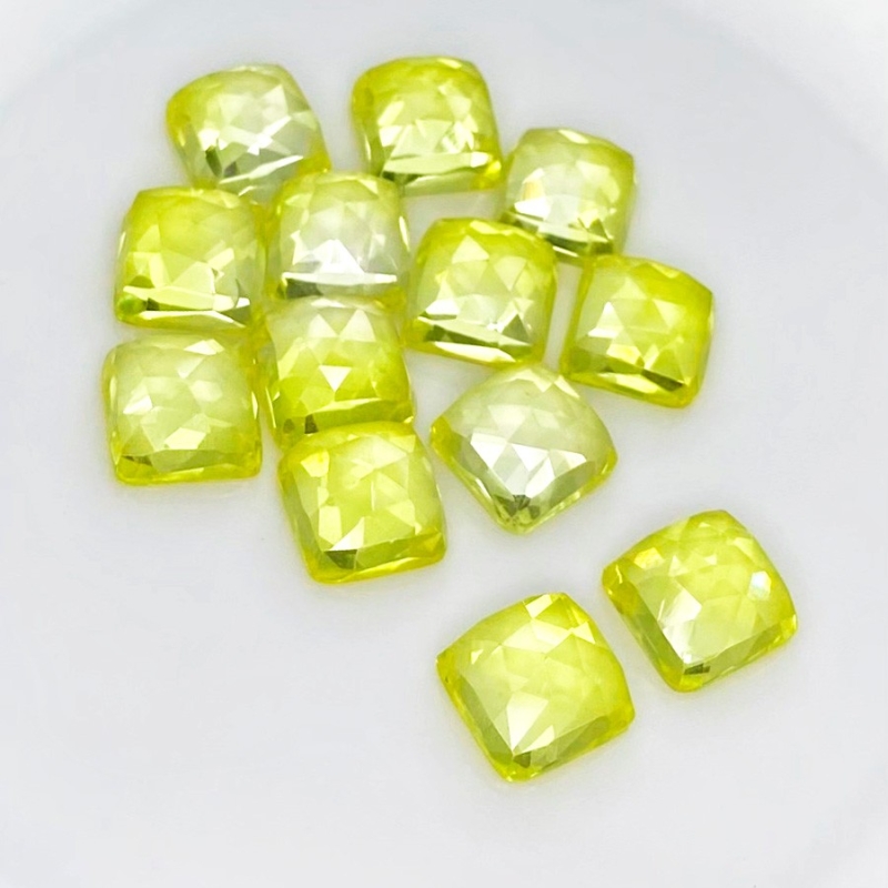 105.85 Cts. Lab Yellow Sapphire 10mm Rose Cut Square Cushion Shape AAA Grade Cabochons Parcel - Total 13 Pcs.