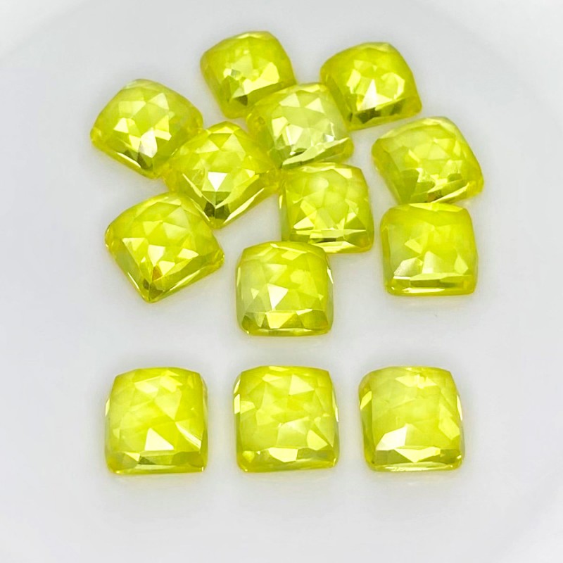  108.80 Cts. Lab Yellow Sapphire 10mm Rose Cut Square Cushion Shape AAA Grade Cabochons Parcel - Total 13 Pcs.