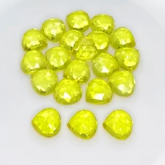  103.10 Cts. Lab Yellow Sapphire 10mm Rose Cut Heart Shape AAA Grade Cabochons Parcel - Total 20 Pcs.