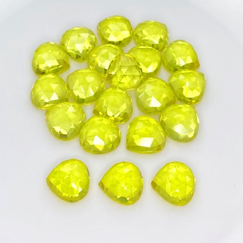  103.10 Cts. Lab Yellow Sapphire 10mm Rose Cut Heart Shape AAA Grade Cabochons Parcel - Total 20 Pcs.