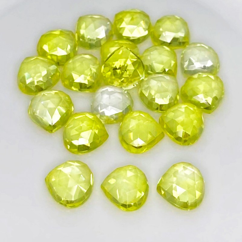 Lab Yellow Sapphire Rose Cut Heart Shape AAA Grade Cabochon Parcel - 10mm - 20 Pc. - 98.35 Cts.