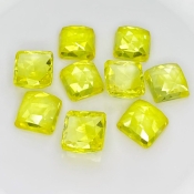  107.85 Cts. Lab Yellow Sapphire 12mm Rose Cut Square Cushion Shape AAA Grade Cabochons Parcel - Total 9 Pcs.