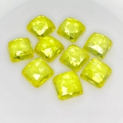  107.85 Cts. Lab Yellow Sapphire 12mm Rose Cut Square Cushion Shape AAA Grade Cabochons Parcel - Total 9 Pcs.