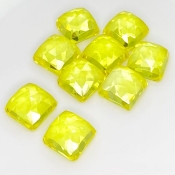  107.85 Cts. Lab Yellow Sapphire 12mm Rose Cut Square Cushion Shape AAA Grade Cabochons Parcel - Total 9 Pcs.
