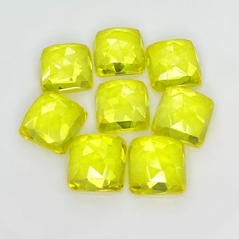  101.20 Cts. Lab Yellow Sapphire 12mm Rose Cut Square Cushion Shape AAA Grade Cabochons Parcel - Total 8 Pcs.