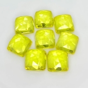  101.20 Cts. Lab Yellow Sapphire 12mm Rose Cut Square Cushion Shape AAA Grade Cabochons Parcel - Total 8 Pcs.