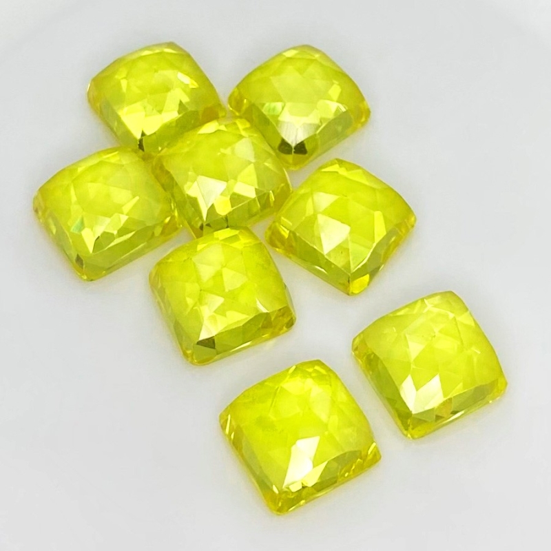  101.20 Cts. Lab Yellow Sapphire 12mm Rose Cut Square Cushion Shape AAA Grade Cabochons Parcel - Total 8 Pcs.