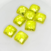  101.20 Cts. Lab Yellow Sapphire 12mm Rose Cut Square Cushion Shape AAA Grade Cabochons Parcel - Total 8 Pcs.