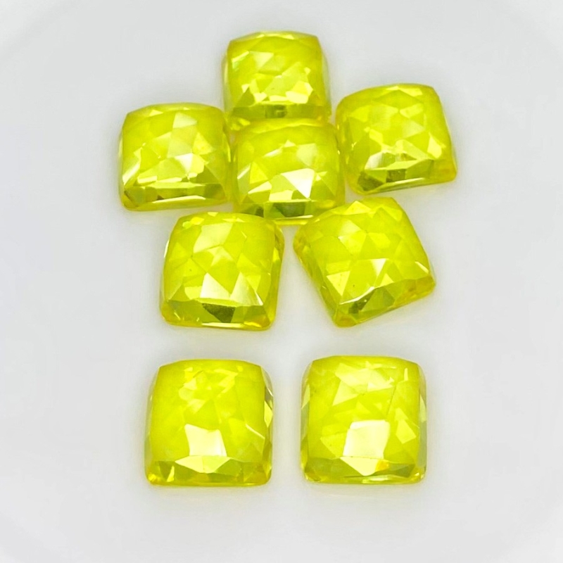  101.20 Cts. Lab Yellow Sapphire 12mm Rose Cut Square Cushion Shape AAA Grade Cabochons Parcel - Total 8 Pcs.