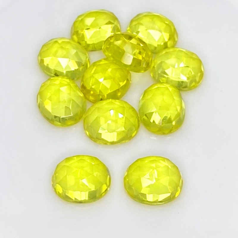  89.70 Cts. Lab Yellow Sapphire 12x10mm Rose Cut Oval Shape AAA Grade Cabochons Parcel - Total 11 Pcs.